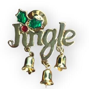 Christmas cheer JINGLE bells pin - gold tone